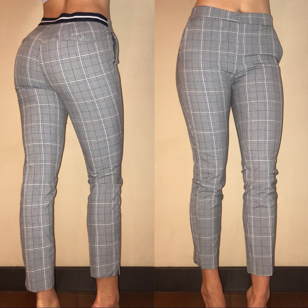 ZARA BASIC Plaid Cigarette Pants